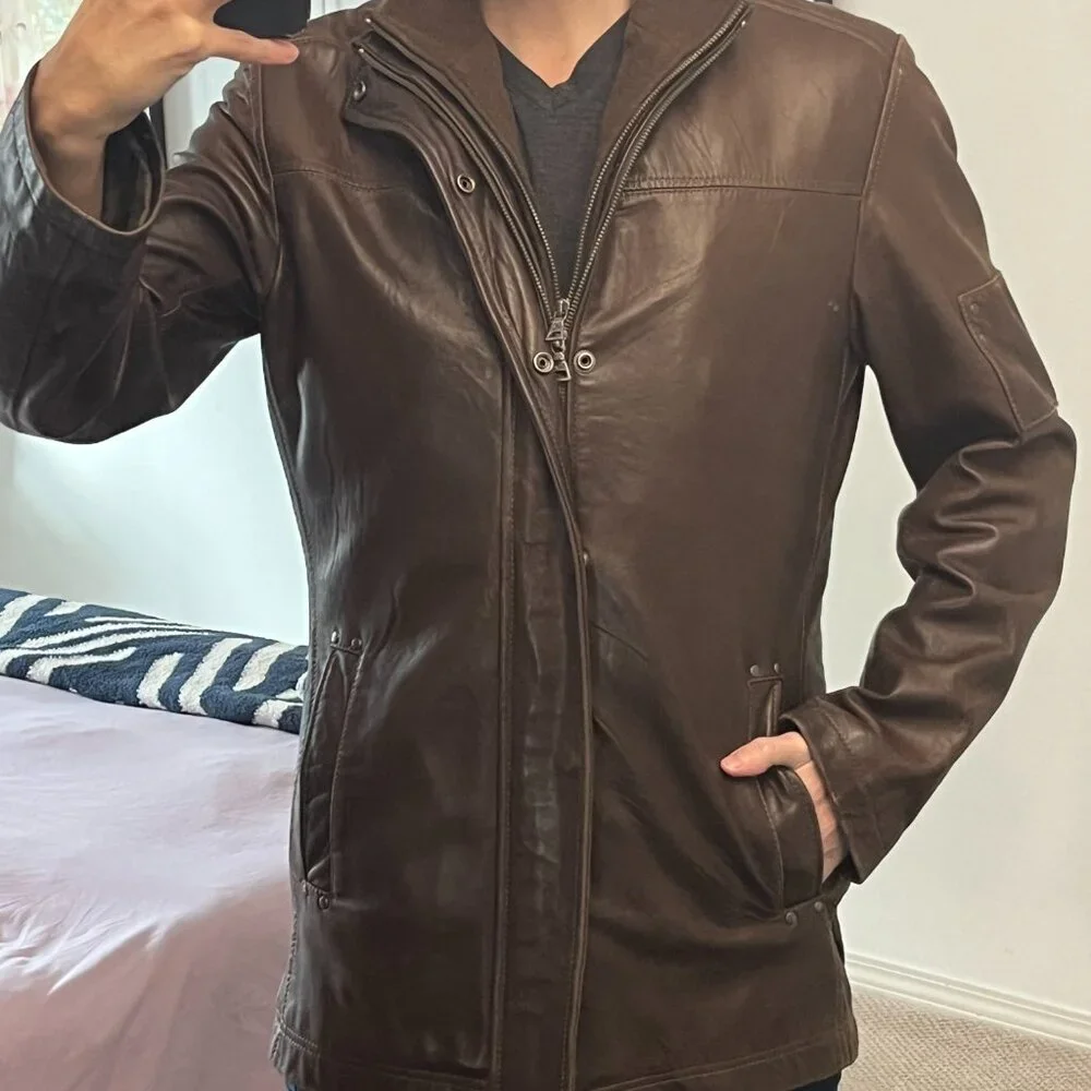 Danier Genuine Leather (Brown) Jacket (with detachable vest lining) *Vintage* - Picture 1 of 14